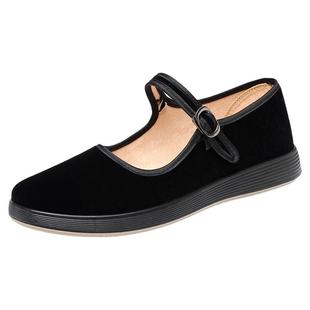 步锦轩旗舰店工作黑色布鞋大码老北京黑布鞋女士老人保洁平底女鞋
