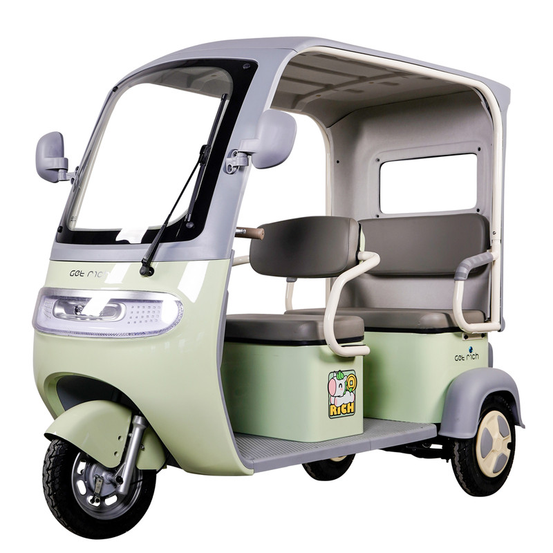 2026新款带封闭棚电动三轮车 大三人家用代步接送孩子三轮电动车