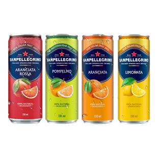 圣培露S.Pellegrino意大利原装进口多口味果汁气泡水330ml*6罐