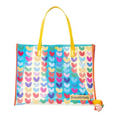 小爱心炫彩透明手提镭射包