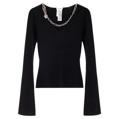 ACNE STUDIOS 春季新款女士黑色修身针织上衣银泰百货精品301574