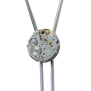 原创复古蒸汽朋克休闲潮流机械芯波洛领带bolo tie衬衣金属绳项链