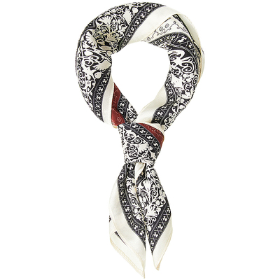 兰诺真丝桑蚕丝印花红色丝巾女