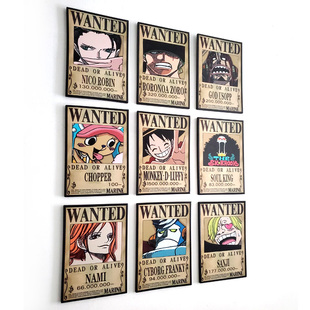 海贼王通缉令挂画工作室个性背景墙装饰画网吧KT板壁画动漫挂壁画