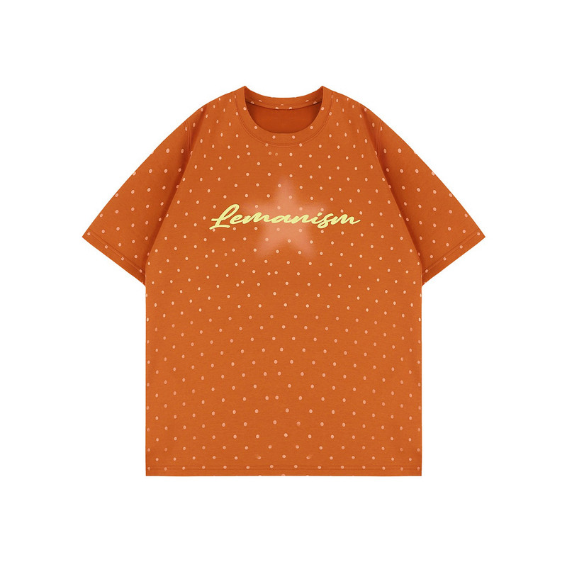 lemanism美式潮流波点印花T恤男款2026新款情侣款宽松字母短袖女