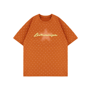 lemanism美式潮流波点印花T恤男款2026新款情侣款宽松字母短袖女