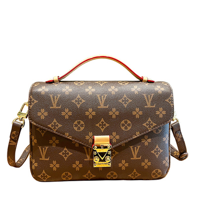 品牌复古老花真皮邮差包女2025新款高级感手提小方包单肩斜挎包女