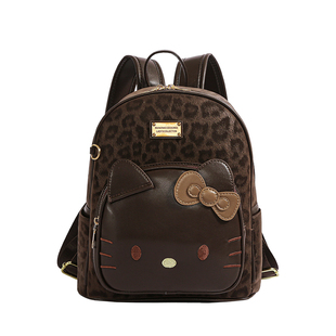 可爱hellokitty豹纹双肩包女2025新款卡通凯蒂猫百搭迷你单肩背包