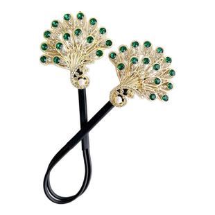 丸子头孔雀开屏盘发器2025新款高端后脑勺扭扭夹子羽毛发夹头饰女