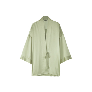 TWOPIECE真丝七分袖睡袍睡衣女可外穿桑蚕丝家居服女