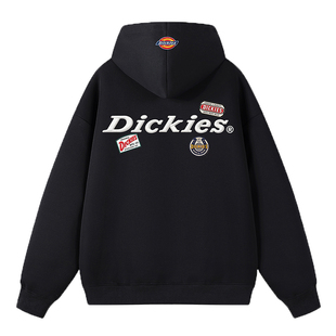 Dickies秋冬加绒刺绣logo连帽卫衣男宽松保暖情侣套头帽衫外套8J