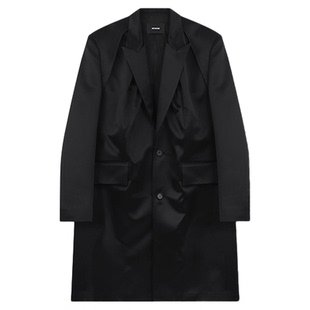 WE11DONE女士抽褶单排扣大衣
