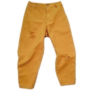 ins超火裤子女宽松2021夏季新款哈伦裤女萝卜裤破洞潮九分香蕉裤