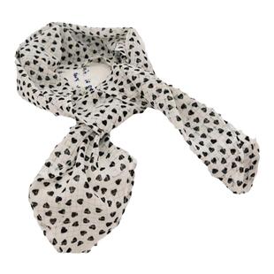 踏进银河  日系文艺甜美黑白爱心波点小丝巾百搭多用学生搭配领巾