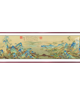 中古风—千里江山图挂画新中式客厅沙发背景墙装饰画办公室山水画