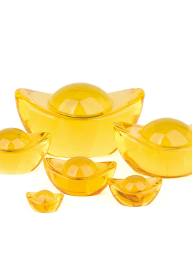 黄水晶元宝摆件大小琉璃招财