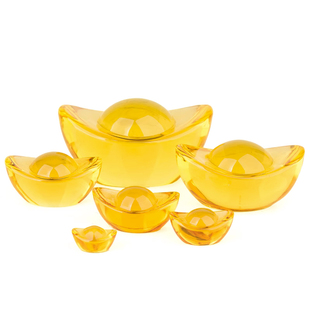 黄水晶元宝摆件大小金元宝佛像装藏开业礼品家居装饰琉璃招财摆件