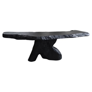 寂然榻榻米茶几侘寂风实木茶桌黑色炭化设计师民宿茶室矮桌子