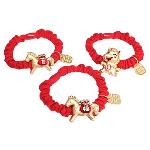 马年红色小马小肠发圈新年头绳新款百搭耐用橡皮筋高弹力发饰福马