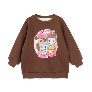 小O宝Okids童装 宝宝中长款卫衣女加绒洋气2025冬装女童保暖上衣