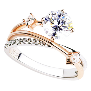 星河轨迹钻戒18K玫瑰金双色50分一克拉IGI人造培育钻石戒指女星辰