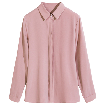 长袖上衣女粉色2025新款爆款小衫洋气独特设计感小众别致通勤衬衫