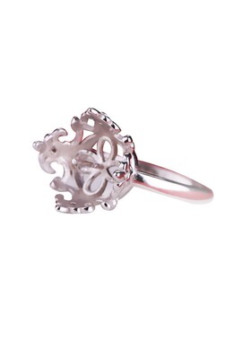 手工粘蜜蜡琥珀开口圆珠戒托925