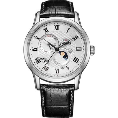 东方双狮男士商务日月机械表