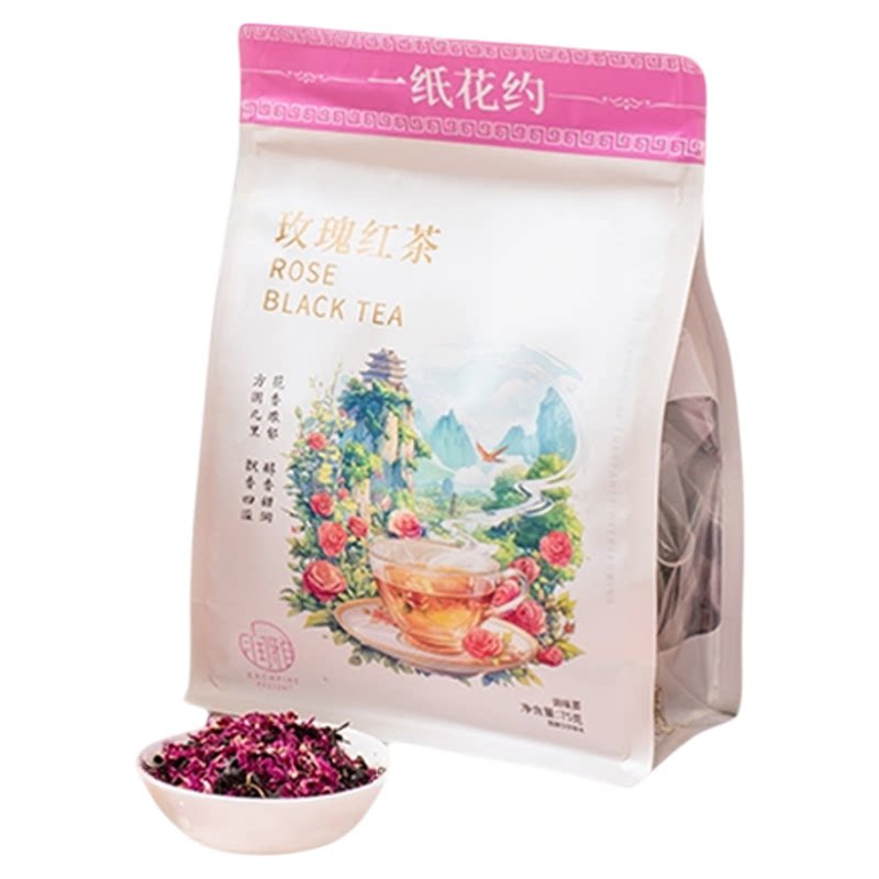 玫瑰红茶干玫瑰花花茶玫瑰组合花茶红茶包泡水喝花草茶