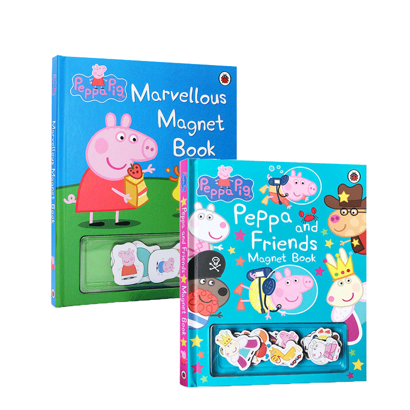 Peppa Pig磁铁书2册 英文原版 粉红猪小妹 小猪佩奇故事绘本 益智游戏书 3-6岁