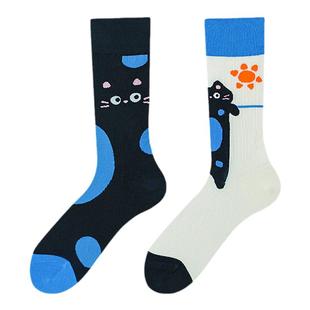 Like Sock 原创AB潮袜不对称图案鸳鸯袜ins街头百搭中高筒袜子女