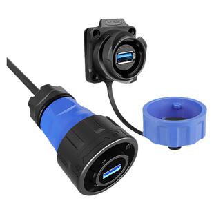 USB3.0公转母插座网线接口YM-24凌科IP68工业防水航空插头连接器