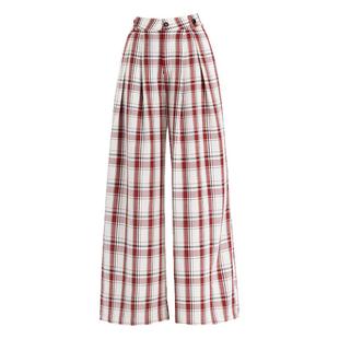 雪纺格子裤女2026新款春夏季薄款休闲裤宽松慵懒风冰丝阔腿裤裙裤