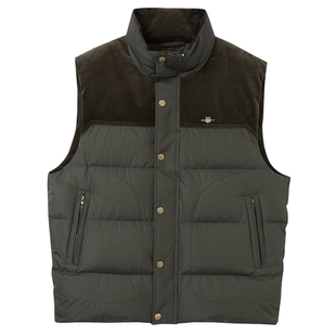 GANT/甘特25秋冬男士复古潮流休闲马甲外套立领灰鸭绒羽绒马夹