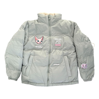 Bronze Lucia雾灰喵星立领摇粒绒双面棉服冬季设计感棉袄外套棉衣