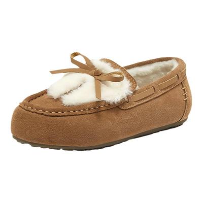 百思图冬季新款商场同款户外休闲毛毛鞋平跟女休闲鞋J7675DM4