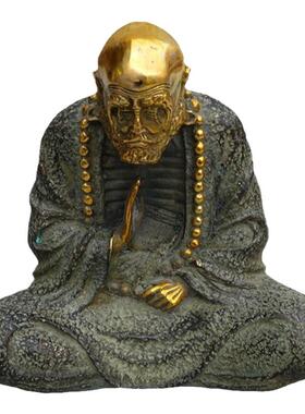 复古纯铜达摩祖师沉思禅意摆件