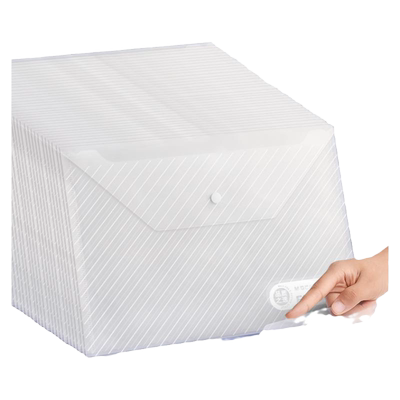 晨光A4条纹透明纽扣文件袋