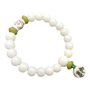 白玉菩提根108颗手串天然菩提子佛珠男女单圈念珠莲花手链盘玩