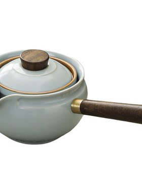 臻挚汝窑旋转逍遥侧把茶壶套装