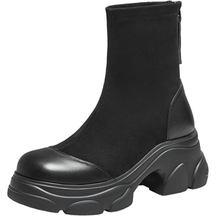 TATA他她喵爪靴2025冬时装靴百搭短靴女袜靴瘦瘦弹力靴CEG08DZ5