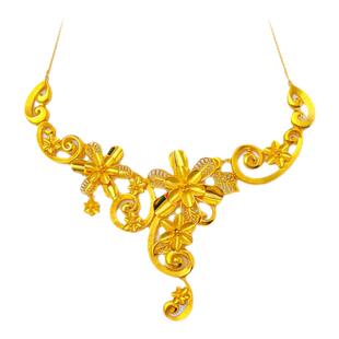 丁香花结婚仿真假三金项链仿金新娘龙凤袍配饰镀黄金结婚拍照饰品