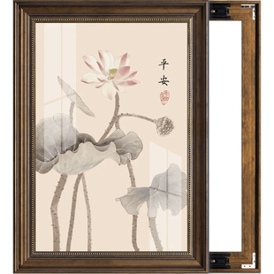 平安电表箱装饰画免打孔竖款遮挡箱配电箱新中式竖版挂画客厅壁画