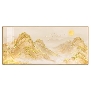 千里江山图挂画客厅沙发靠山图装饰画日照金山流水生财风床头景画
