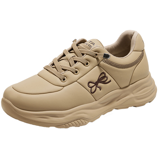 日泰女鞋2025春秋休闲运动鞋显高厚底老爹鞋轻便舒适面包鞋女单鞋