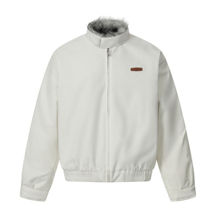 XOL 美式复古座山雕设计感毛绒夹克棉服男女冬季宽松加厚保暖外套