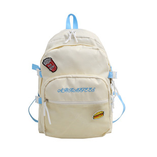 新款韩版大容量学生校园双肩背包女纯色原宿初中高中大学生书包
