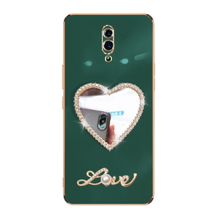 适用于OPPOReno手机壳高档小众女新款直边保护套PCAM00网红个性化妆镜子防摔ren0全包镜头硅胶软壳rone长挂绳