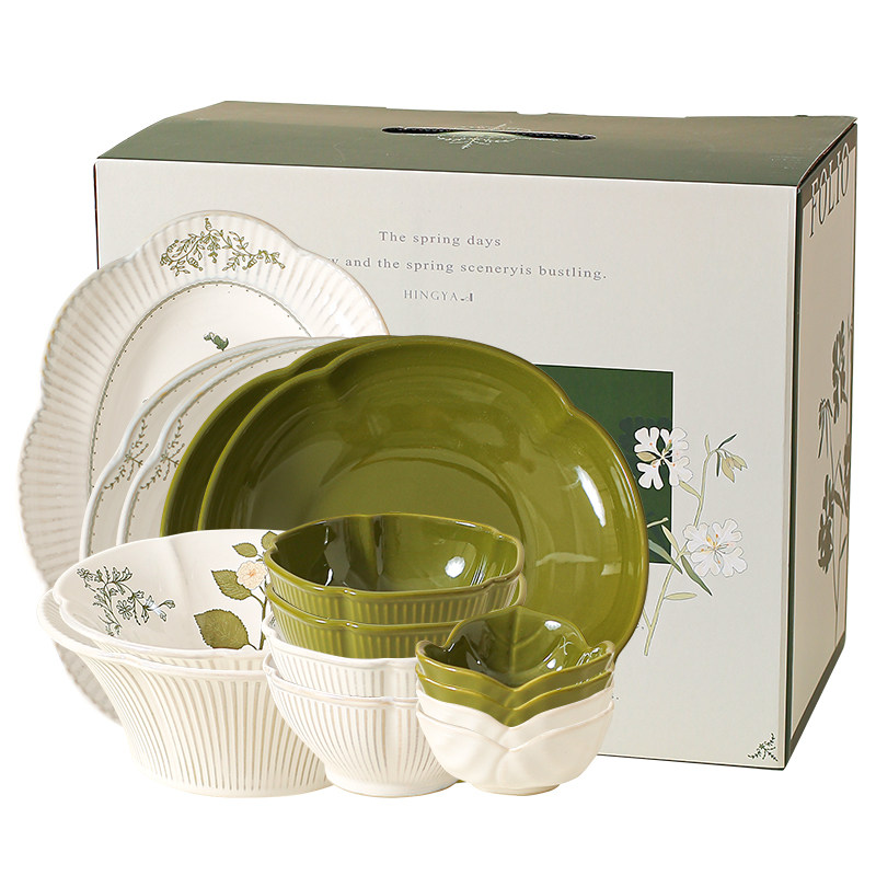 川岛屋法式清新餐具套装家用碗盘筷碗具碗碟礼盒新婚乔迁新居礼物