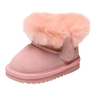 女童雪地靴冬季新款防水防滑女宝宝鞋子加绒保暖儿童棉鞋男童棉靴